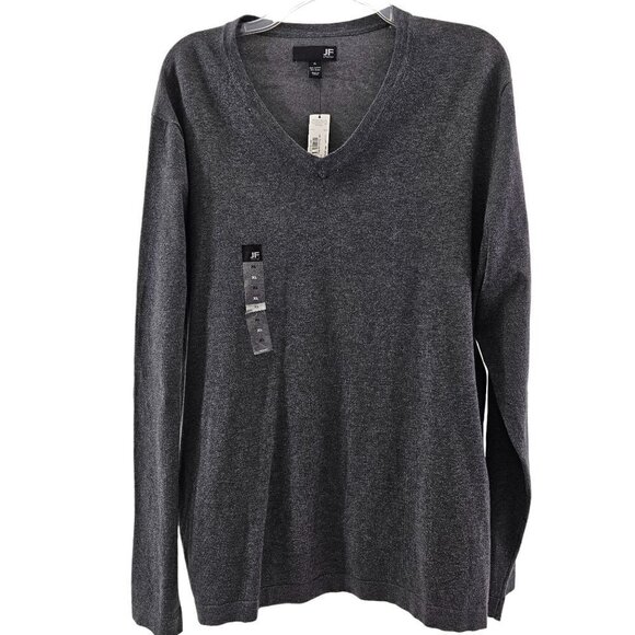 J. Ferrar Men’s V-Neck Charcoal Gray Cotton Nylon Pullover Sweater Size XL NWT - Picture 1 of 12